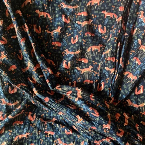 Navy Blouse with Fox Print - Picture 4 of 5